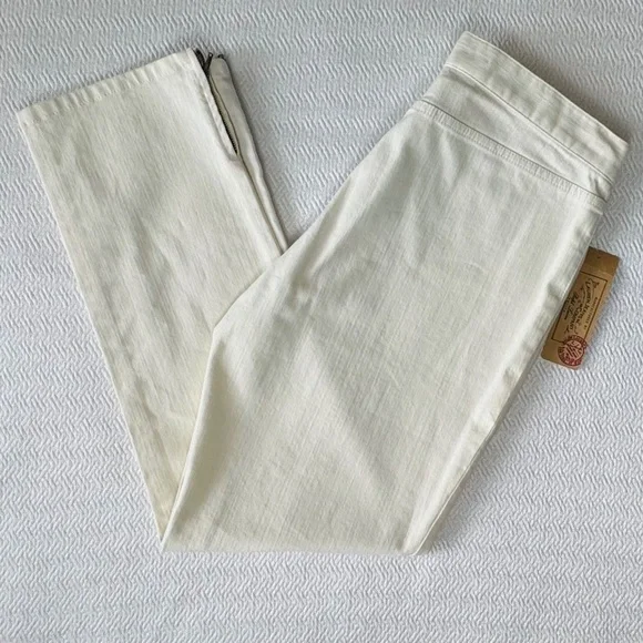 NWT Lauren Ralph Lauren Off-White Denim Slim Straight Pants/Jeans, Size 8 Petite - Picture 3 of 12